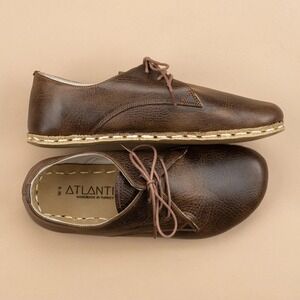 Atlantis Handmade Barefoot Shoes Men's Oxfords Leather Coffee Brown Size 8.5